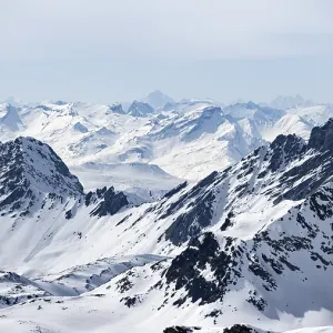 View of mountain panorama, mountain landscape in winter