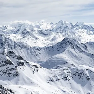 View of mountain panorama, mountain landscape in winter
