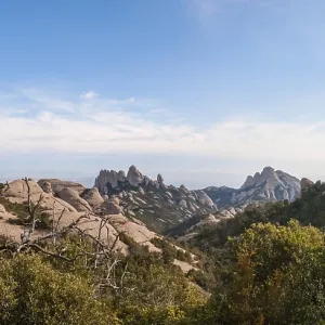 View of mountains of Montserrat panorama