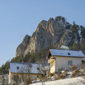 View on the mountains on a sunny day in winter