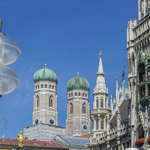 View of the New Town Hall, the town hall building located on Marienplatz in Munich