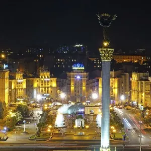 Nighttime View of Kiev's Independence Square Print