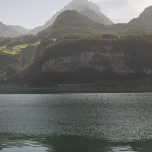 View from the north shore to the mountains in the south of Lake Walen View from the north shore to the mountains in the south of Lake Walen