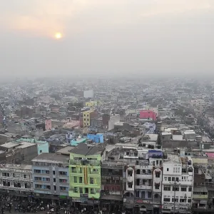 View of Old Delhi, from the minaret of the Jama Masjid Mosque View of Old Delhi, from the minaret of the Jama Masjid Mosque