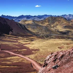View of the Pachachani Valley, Rainbow Mountains View of the Pachachani Valley, Rainbow Mountains
