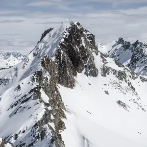 View of the Scalettahorn, mountain landscape in winter