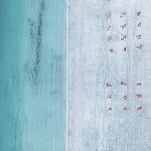 Above view on the seashore with sandy beach