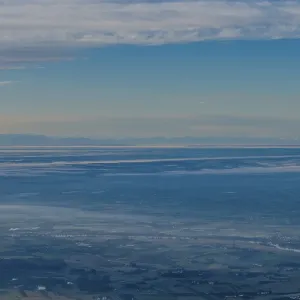 The view shows the Danube and the sky above The view shows the Danube and the sky above