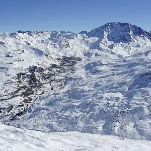 View of snow-capped mountains and landscape