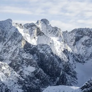 View of snowy peaks of Zugspitze