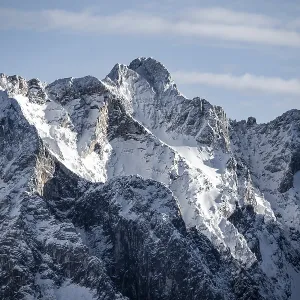 View of snowy peaks of Zugspitze