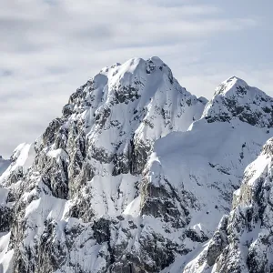 View of snowy Waxenstein, view from Langenfelderkopf in winter
