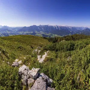 View from the summit of the Einberg into the Lammertal and Tennengebirge mountains