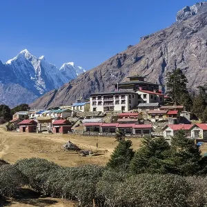 View of Tengboche Gompa monastery View of Tengboche Gompa monastery