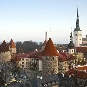The top view on towers of old Tallinn