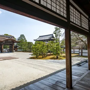View from the veranda of a Kare-san-sui rock garden View from the veranda of a Kare-san-sui rock garden