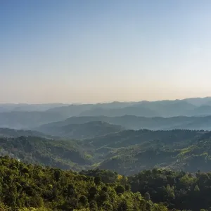 View across wooded mountains, Kyaukme