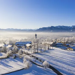 Village Gaiach in Winter Print, Isarwinkel, Germany