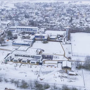 Village with Snow-Covered Roofs Print, Empfingen, Germany