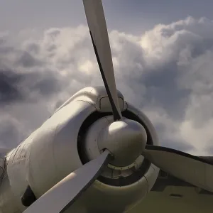 Vintage aircraft in stormy weather Vintage aircraft in stormy weather