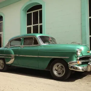Vintage American Classic Car Print, Camagueey, Cuba Vintage American Classic Car Print, Camagueey, Cuba
