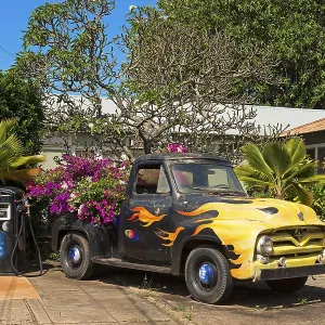 Vintage car decorated with flowers