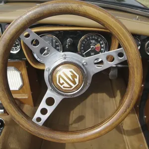 Vintage car MG with wooden steering wheel Vintage car MG with wooden steering wheel