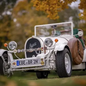 Vintage car, replica of a 1923 Bugatti 35 B from the year of completion 1989 stands on the basis of a VW Beetle with a