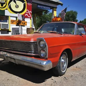 Vintage car on the side of the old Route 66