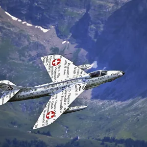 Vintage Hawker Hunter in Flight Print, Switzerland