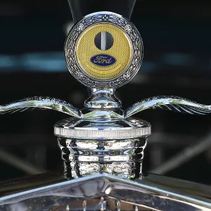 Vintage Ford A Turdor 1928, temperature gauge on the radiator with Ford logo Vintage Ford A Turdor 1928, temperature gauge on the radiator with Ford logo