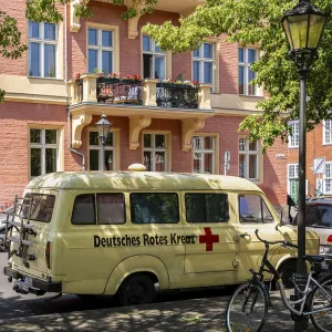 Vintage German Red Cross car on Bassinplatz in Potsdam