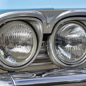 Vintage Headlights of a blue old-timer Vintage Headlights of a blue old-timer