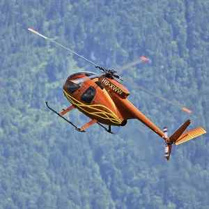 Vintage Hughes 369HS Helicopter Print, Switzerland