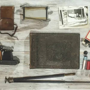 Vintage photo camera and photographic supplies and accessories