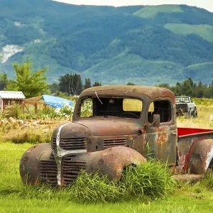 Vintage Pickup in a Meadow in Washington USA Vintage Pickup in a Meadow in Washington USA