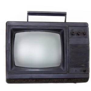 Vintage television old TV isolate on white still used in poor countries