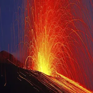 Volcanic eruption, Stromboli volcano Volcanic eruption, Stromboli volcano