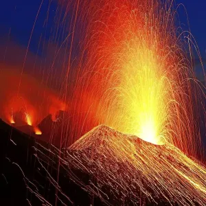 Volcanic eruption, Stromboli volcano Volcanic eruption, Stromboli volcano