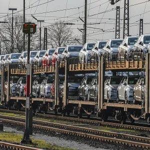 VW plant, Emden, new cars, car transporter