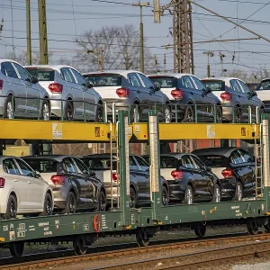 VW plant, Emden, new cars, car transporter VW plant, Emden, new cars, car transporter