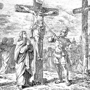 The war servant punctures the side of Jesus The war servant punctures the side of Jesus