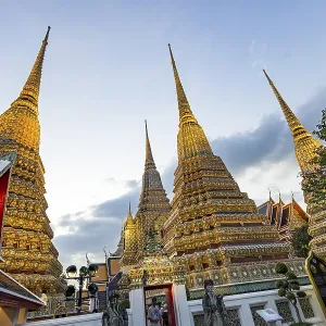 Wat Pho temple at sunset. Bangkok's oldest Buddhist monastery near the Grand Palace Wat Pho temple at sunset. Bangkok's oldest Buddhist monastery near the Grand Palace