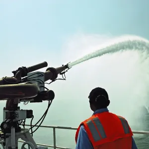 Water cannon on coastguard vigilance ship Water cannon on coastguard vigilance ship