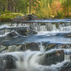 Waterfall in autumnal forest, Ulvsvag Waterfall in autumnal forest, Ulvsvag