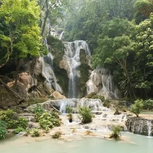 Waterfall with natural pools in the jungle