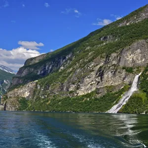 Waterfall, The Suitor, UNESCO World Heritage Site Geirangerfjord in Geiranger