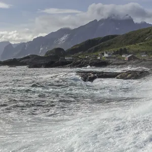 Waves breaking on the rocky coast