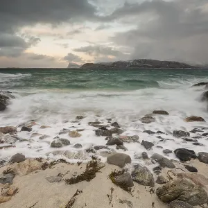 Waves, stormy sea in winter, Hillsoya