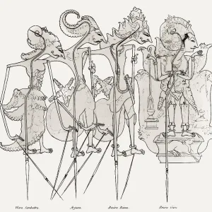 Wayang figures, traditional Javanese form of puppet theatre